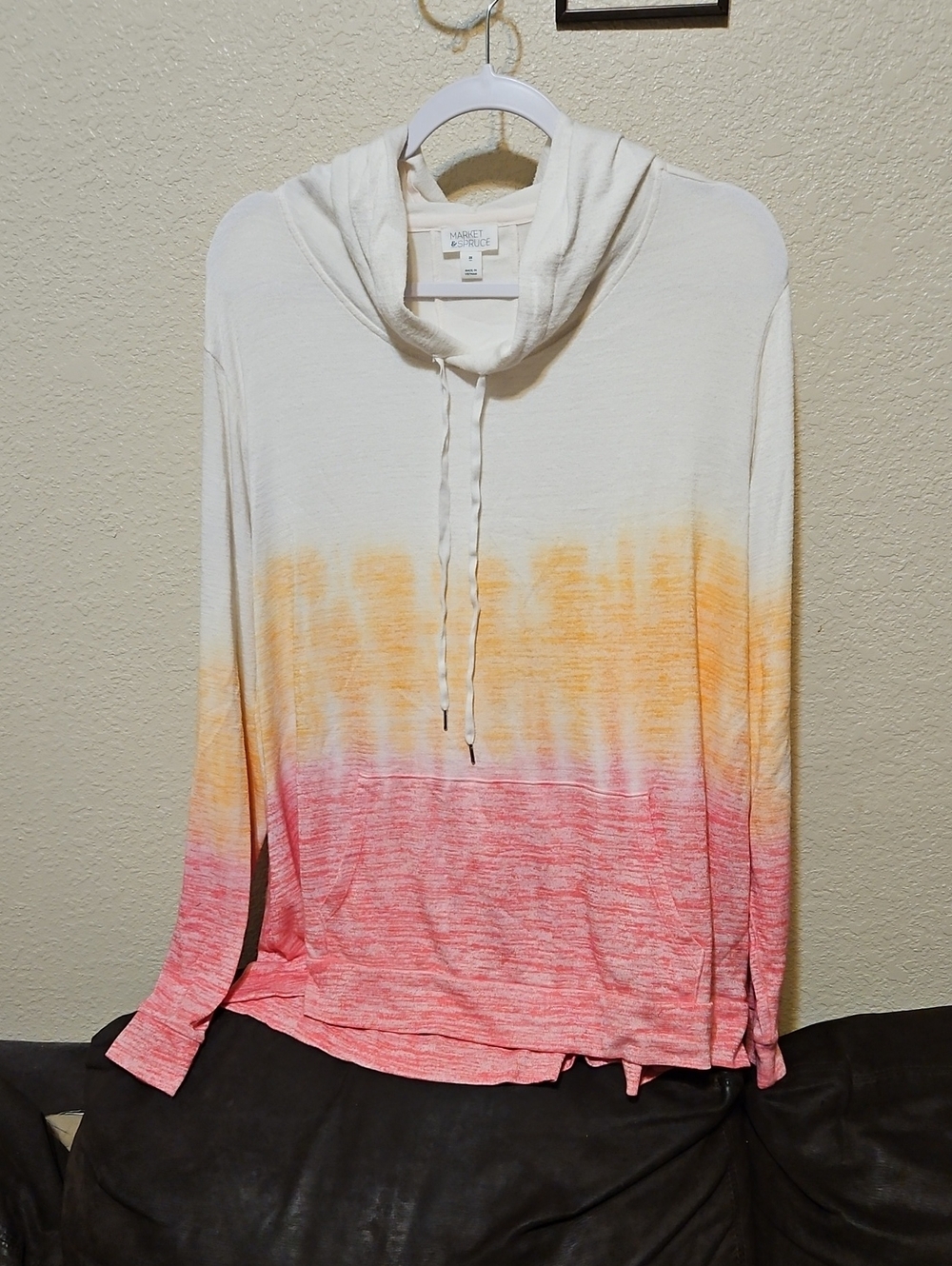Market & Spruce White, Yellow & Pink Ombre Hooded Long Sleeve Tee